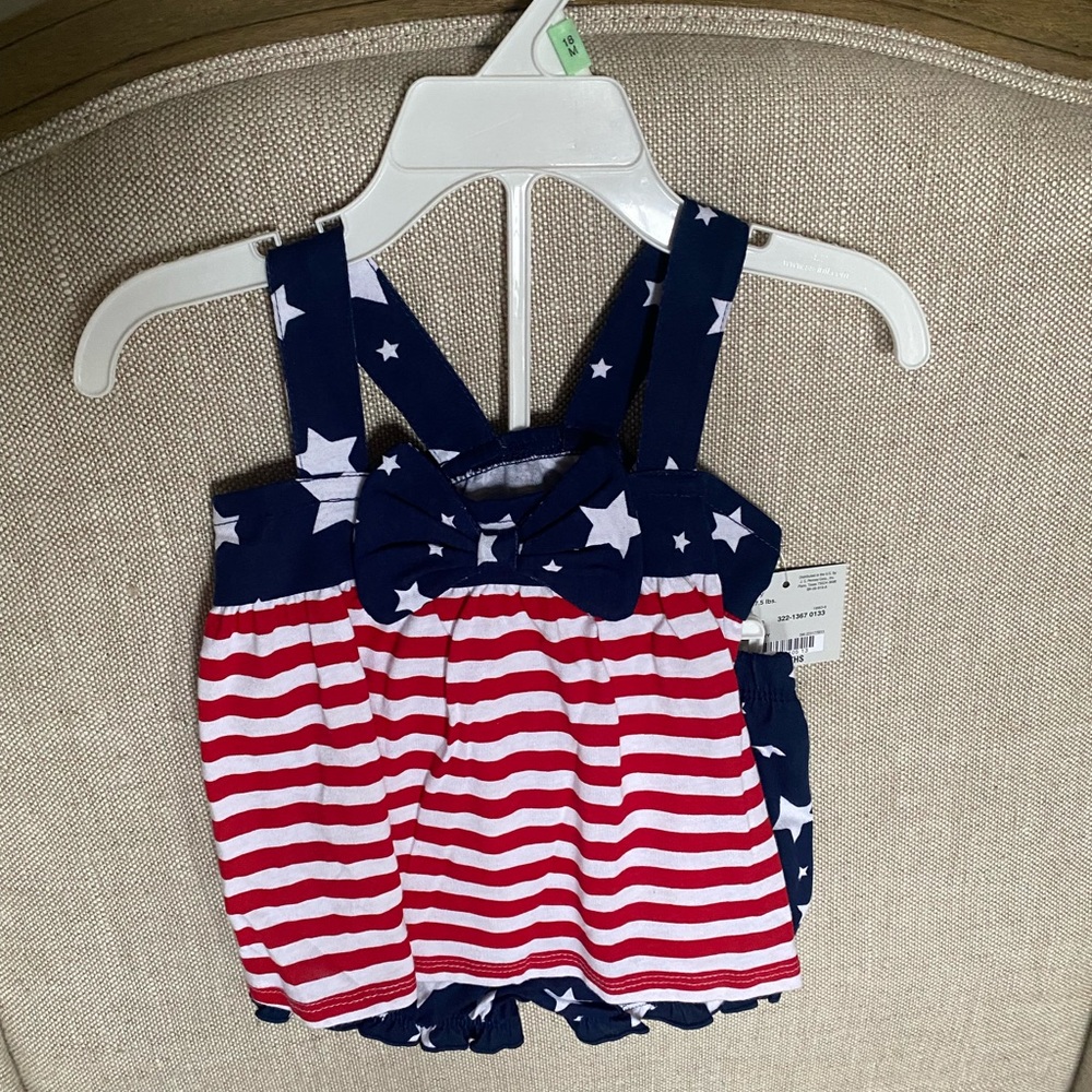 Baby Okie Dokie 4th of July USA Set Girls Sleeveless 2-Pieces 18 Months NWT